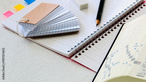 Learning Setup with Flashcards and Notebook on Desk