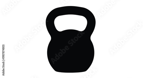 A simple black silhouette of a kettlebell a weightlifting exercise tool