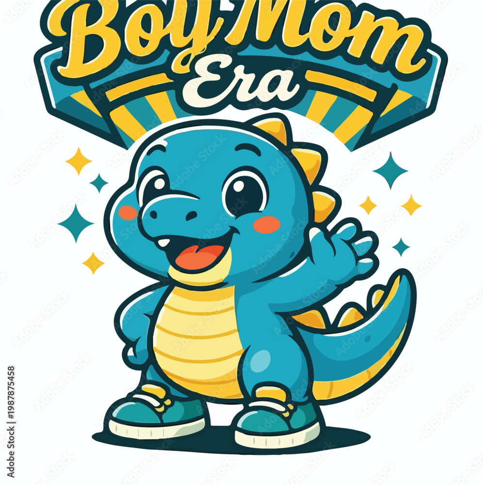 Obraz premium Boy Mom Era Dinosaur Illustration
