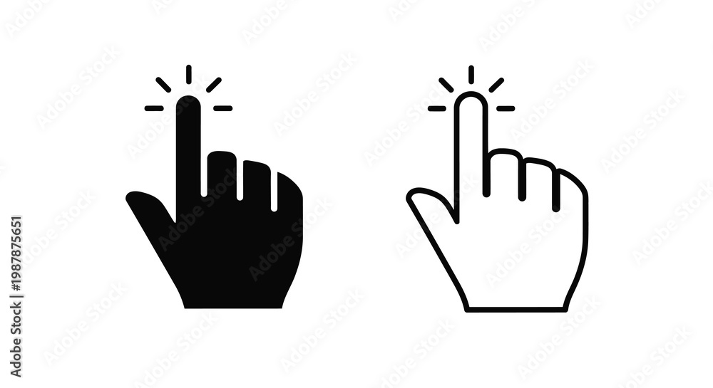 Fototapeta premium Two hands gesturing a tap one solid one outlined silhouette
