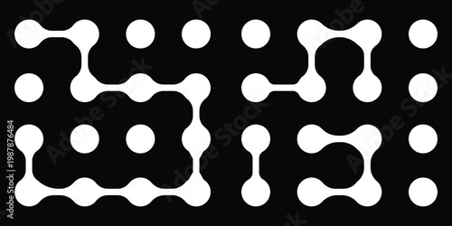 Set black metaballs isolated on a transparent background. Modern contemporary geometric shapes and elements. Meatball pattern. Liquid drops or morph shapes background