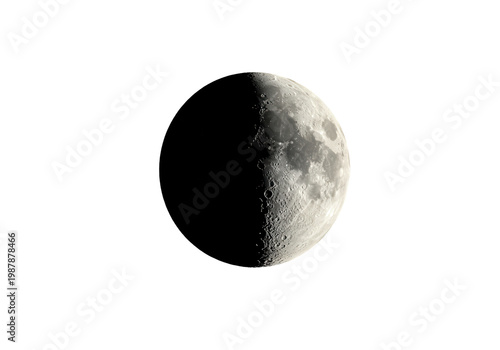 Crescent moon illuminated against a dark sky, showcasing lunar surface details