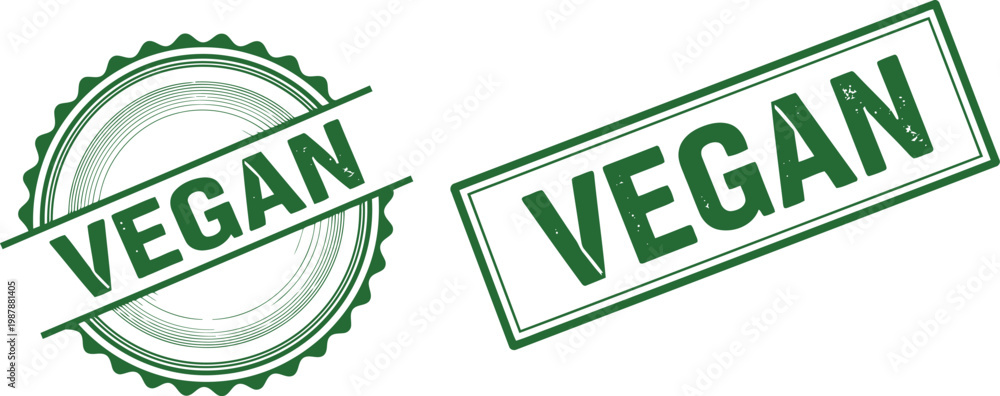 Εκτύπωση καμβά Green vegan label stamps for food packaging, healthy lifestyle, and plant-based