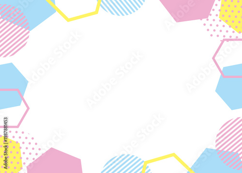 ポップな幾何学フレーム　カラフル