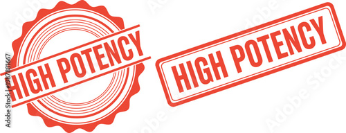 Red High Potency Stamp Badge Vector Set for Labels, Packaging, and Marketing Materials