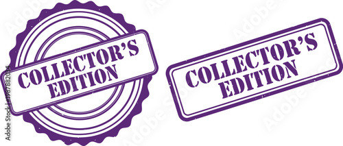 Purple Collector's Edition Stamp Badges Isolated on White Background for Premium Product Labeling