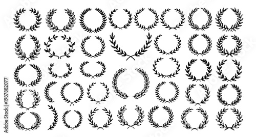 Fotografija Collection of delicate laurel wreaths a botanical illustration for design and de
