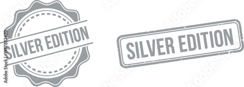 Silver Edition Badge and Stamp Vector Set for Premium Product Labeling and Branding