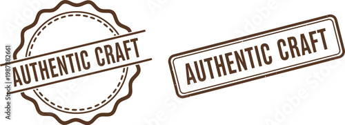 Authentic Craft Badge and Stamp Vector Set for Handmade Product Branding and Packaging Design