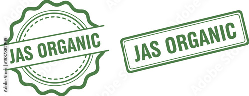 JAS Organic Certification Stamp Badges in Green for Eco-Friendly Food Packaging and Labeling