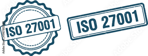 ISO 27001 certification stamp icons for information security compliance and data protection standards