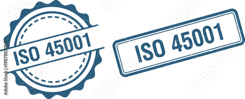 ISO 45001 certification badge and stamp icons for occupational health and safety management systems