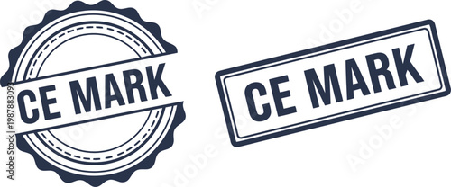 CE Mark Certification Badge and Stamp Vector Icons for Product Compliance and Safety Labeling