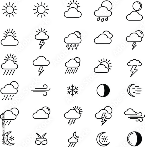 Weather Forecast Icons Set