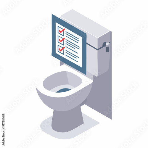 Isometric Checklist on Toilet Bowl Conceptual Idea Sanitary Plumbing