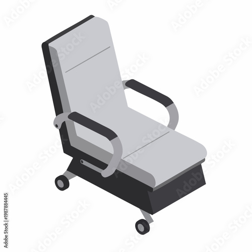 Isometric Detailed Comfortable Office Chair with Wheels Furniture Illustration