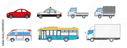 車のセット（線あり）