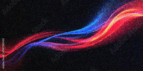 Slika na platnu A captivating and dynamic visual, the artwork showcases vibrant, abstract light trails that weave gracefully across a deep black backdrop, creating a sense of motion and energy