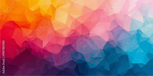 Creative futuristic blue wallpaper featuring an abstract geometric triangle pattern with colorful polygon mosaic elements in a modern vector art style backdrop