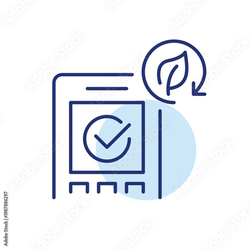 NFC payment approved, leaf and renew arrow. Sustainable finances and banking. Pixel perfect, editable stroke vector icon