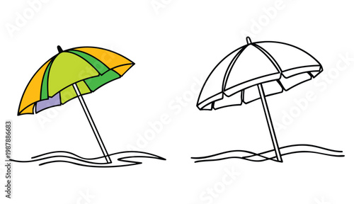 continuous line drawing of an umbrella on a white background. Minimalistic vector flat icon. Accessory for rain
