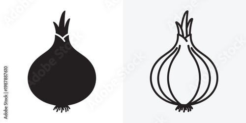 onion minimal food vector icon, onion silhouette, onion outline