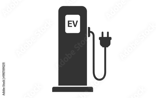 Electric vehicle ev charging station silhouette icon vector illustration.