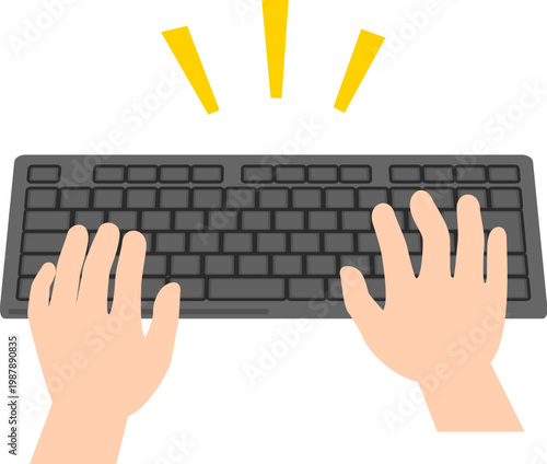 パソコンのキーボードをタイプする手