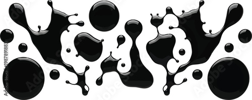 Black Liquid Splash on White Background
