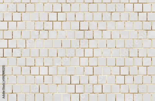 Obraz na płótnie White square ceramic wall tiles with dark gold dirty grout texture