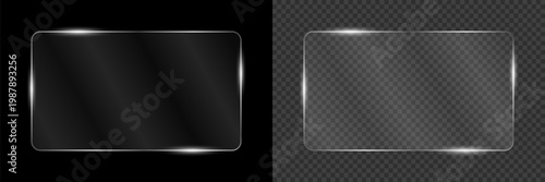 Принти на полотні Realistic glossy glass panel frame isolated on transparent background