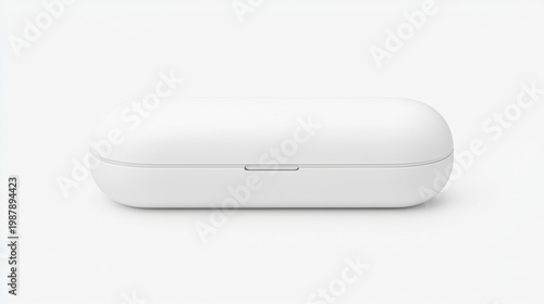 A white rectangular box with a lid and a hinge.