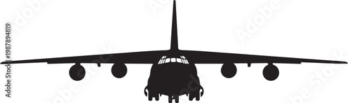 Airplane silhouette, aircraft icon, black plane, flying vehicle