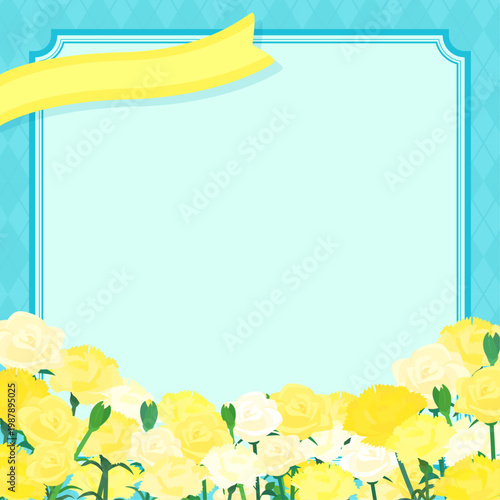 カーネーションと薔薇の父の日テンプレート_文字なし_正方形