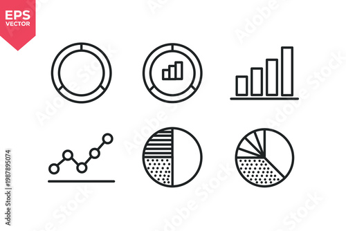Set of line icons related to chart, diagram, arrows, big data, dashboard, bar graph, stock market exchange, info graphic. Editable stroke. Vector illustration