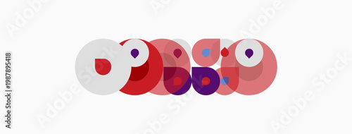 Abstract colorful circles form logo. Red, purple, pink hues dominate design. Minimalist, modern aesthetic. Simple shapes create visual interest.