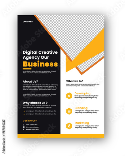 Business flyer template design. Vector full editable corporate flayer design. Digital creative agency flayer. Vector full editable Business flyer design.	