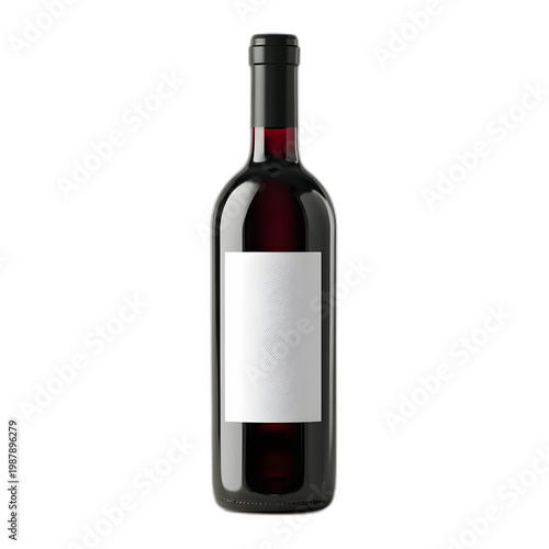 Minimal product photo of red wine bottle with blank label, commercial stock photo for branding
