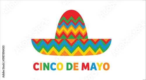 A colorful sombrero with the text cinco de mayo below it
