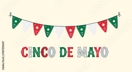 Colorful cinco de mayo banner and festive lettering illustration