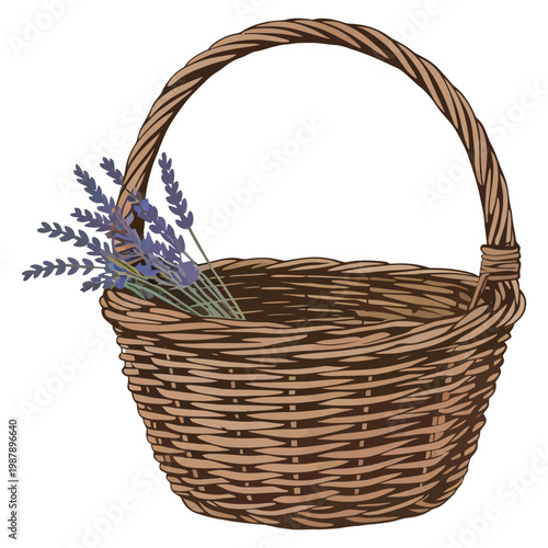 wicker basket isolated on white
