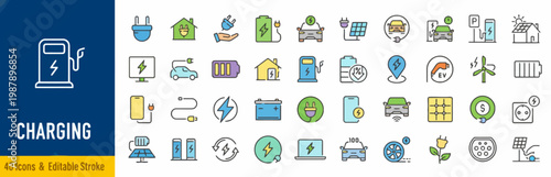 collection of eco friendly and renewable energy icons