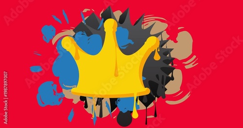 Crown Graffiti tag animation. Abstract modern street art video decoration performed in urban painting style.