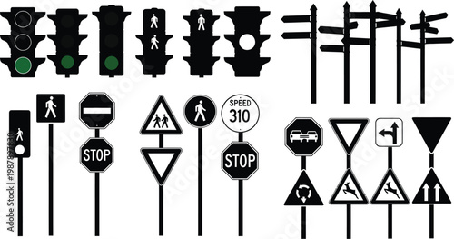 Traffic Signs and Signals on Poles