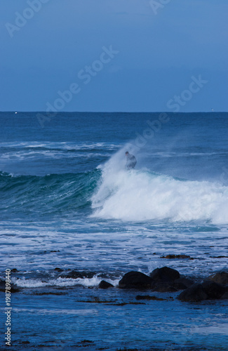 Surfer riding a wave