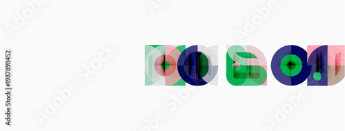 Abstract colorful squares overlap creating geometric patterns. Minimalist design with vibrant hues on white background.