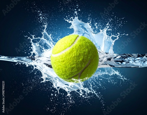 Impact Zone- A 3D Tennis Ball on the Brink of Collision, Suspended in Time and Detail