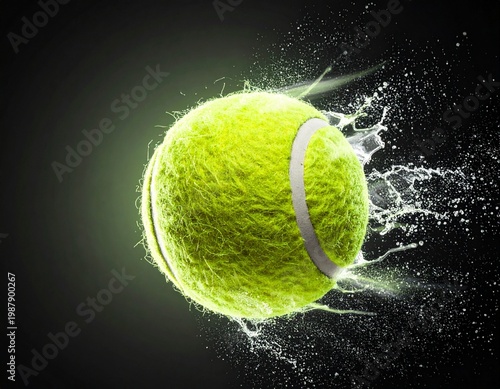 Impact Zone- A 3D Tennis Ball on the Brink of Collision, Suspended in Time and Detail