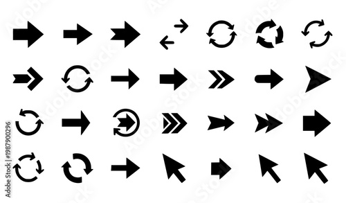 Fotografija Collection of diverse black arrow icons directional circular and pointing styles