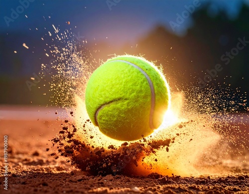 Impact Zone- A 3D Tennis Ball on the Brink of Collision, Suspended in Time and Detail